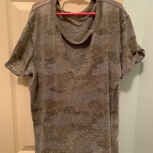 American Eagle Outfitters Camo Cut Out V Top